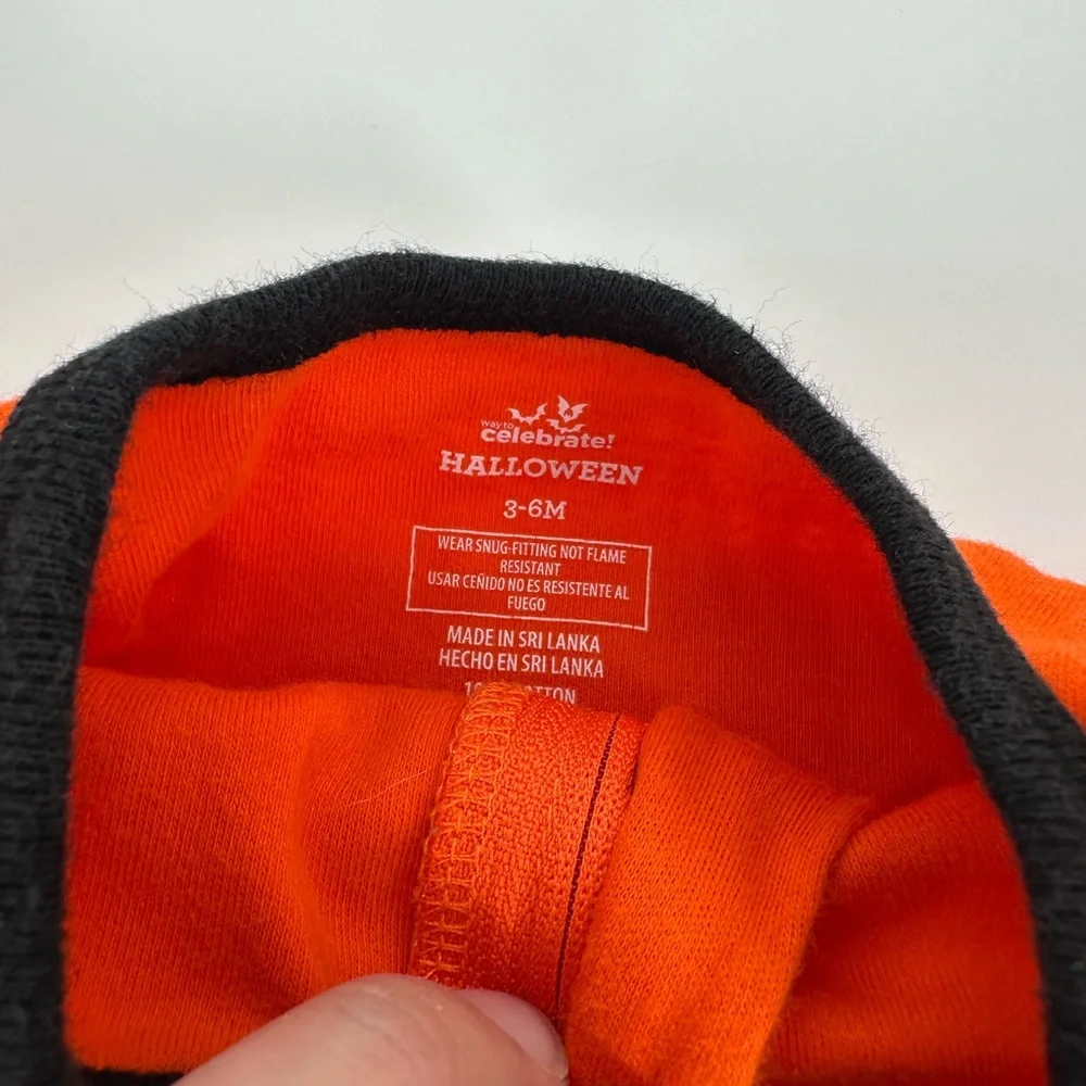 Orange Pumpkin Baby Onesie Zipper Pajama Unisex 3-6 months